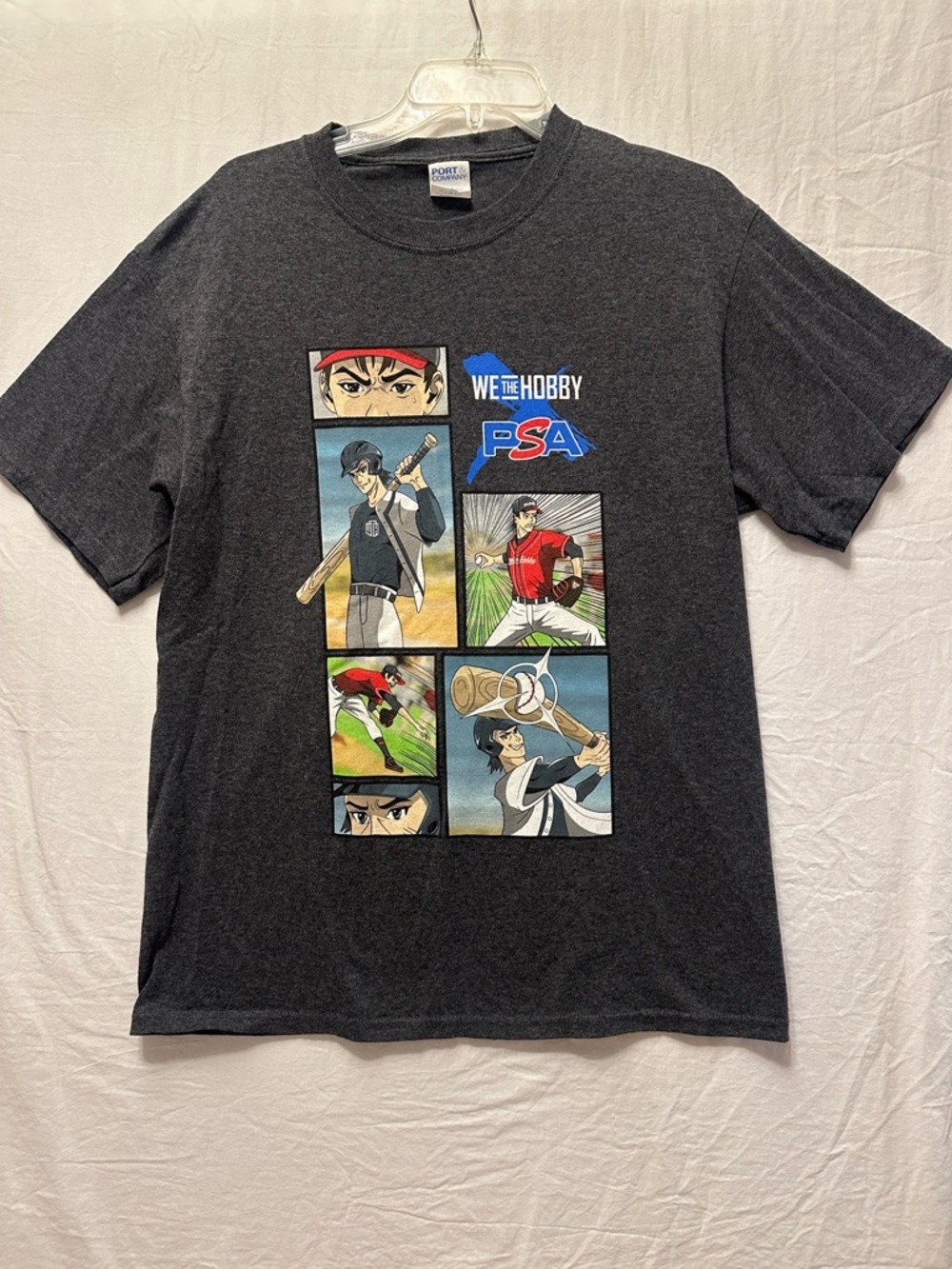 PSA We The Hobby Anime Baseball Graphic T-Shirt Port & Company Gray Size M